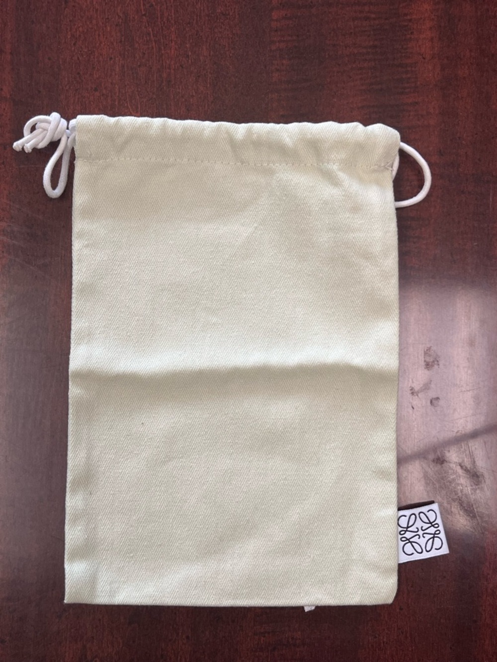 Loewe Ivory Drawstring Pouch with Logo Tag